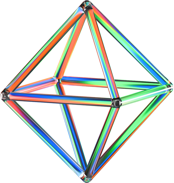 3D Glowing Glass Piped Octahedron